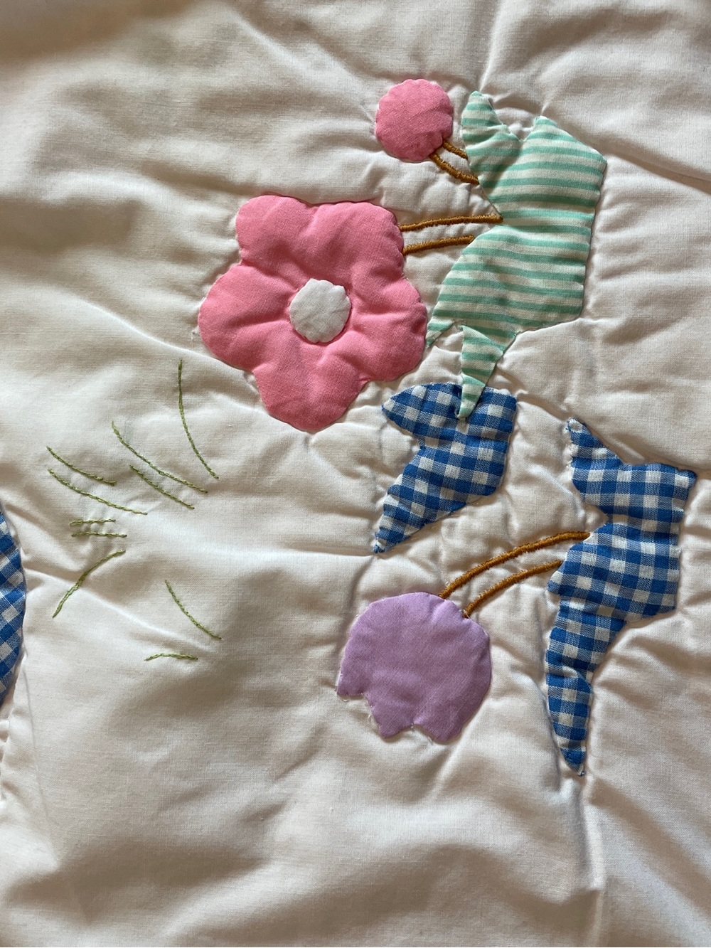 Nursery Quilted Crib Blanket & Pillow Set , Mint and Blue - Picture 10 of 10